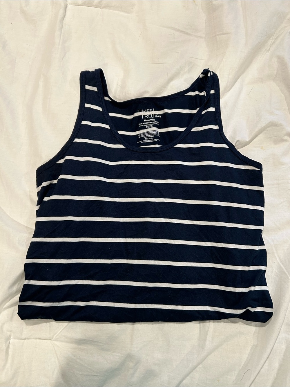 Striped Navy and White Tank Top - maternity